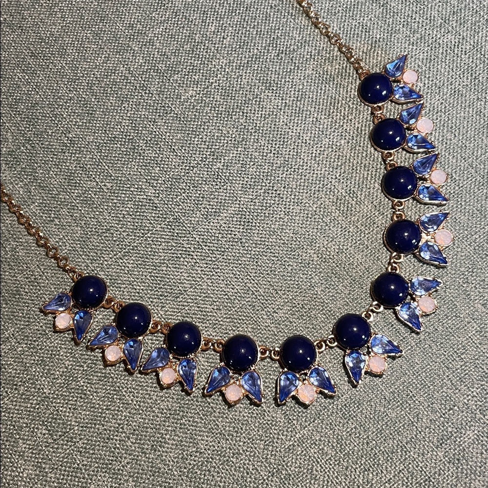 J. Crew Blue Crystal Geometric Statement Necklace